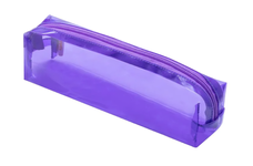 ESTOJO TRANSPARENTE QUADRADO 1 ZIPER ROXO