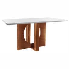 Conjunto Sala de Jantar Firenze 120x80 com 4 Cadeiras Riviera Suedy Creme Castanho Cinamomo Laka Off White - LJ Móveis