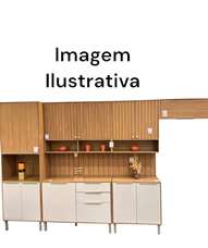 Armário de Cozinha Divina 6 Peças Freijó/Off White - MGM Móveis
