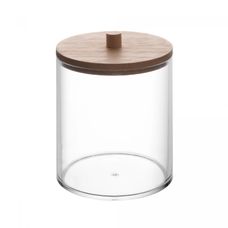 Porta Cotonete Retangular de Poliestireno com Tampa de Bambu My Box 7x7x8cm - Lyor