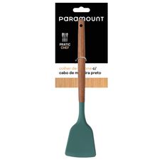 Espátula Reta de Silicone com Cabo de Madeira Verde - Paramount
