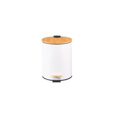 Lixeira com Pedal e Tampa de Bambu Soft 5 Litros Branco - Paramount
