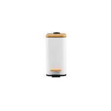 Lixeira Retangular com Pedal e Tampa de Bambu Soft 5 Litros Branco - Paramount