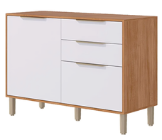 Balcão Divina Esplendida Celeste Aurea 120cm 2 Portas 2 Gavetas Cinamomo/Branco - MGM Móveis