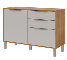 Balcão Divina Esplendida Celeste Aurea 120cm 2 Portas 2 Gavetas Cinamomo/Off White - MGM Móveis
