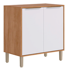 Balcão Divina Esplendida Celeste Aurea 80cm 2 Portas Cinamomo/Branco - MGM Móveis