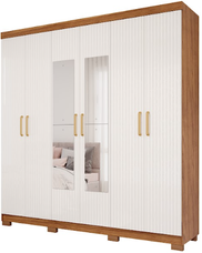 Guarda Roupa Casal Clara 6 Portas com Espelho Cinamomo/Grafiato - Panan Móveis