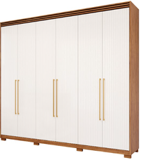 Guarda Roupa Casal Aurora 6 Portas com Espelho e Pés Cinamomo/Grafiato - Panan Móveis