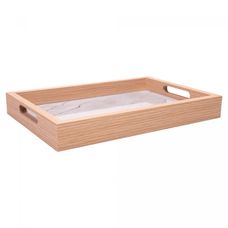 BANDEJA RETANG C/EFEITO MARMORE 21,5X31,5X4CM BCO