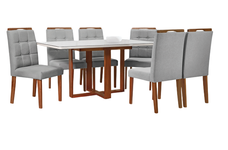 Conjunto Sala de Jantar Safira 160x90cm Off com 4 Cadeiras Pérola Bege - Móveis Vitor