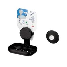 Saboneteira de Parede Plástica Black com Adesivo 3M - Arthi