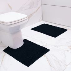 JOGO TAPETE P/BANHEIRO POPCORN PRETO