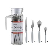Jogo de Talheres Fratelli Inox New Caprese Cinza com Jarra de Vidro – 25 Peças