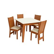 Conjunto Mesa Retangular Giovana com 4 Cadeiras Elane - Móveis São Carlos