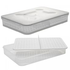 Porta Frios com Divisória e Tampa Hermética 26,5cm x 19cm x 4cm Branco Plástico - Lyor
