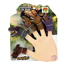 Fantoches de Dedo Kit Com 5 Dinossauros - DM Toys