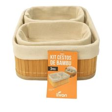 Kit Cestos de Bambu 5936 - Livon