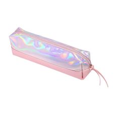Estojo Poliéster Holográfico 1 Zíper Rosa Claro - BRW