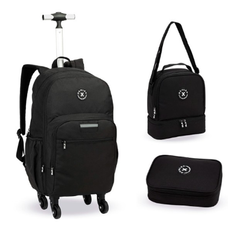 Kit Mochila Com Rodas + Lancheira + Estojo Juvenil Masculina 19” - Denlex