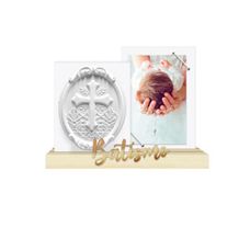 Porta retrato Elastico Com Placa E Mensagem Batismo