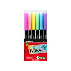 Pincel Brush Pen Sortido Pastel com 6 Unidades - Newpen