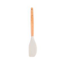 Espátula de Silicone Reta com Cabo de Madeira Cinza Claro - Oikos