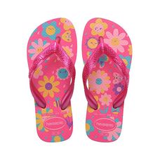 Chinelo Havaianas Kids Top Flores Rosa Flux/Rosa Gum 31/32