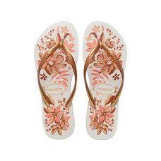 Chinelo Havaianas Slim Organic Branco/Dourado - Tamanho 39/40