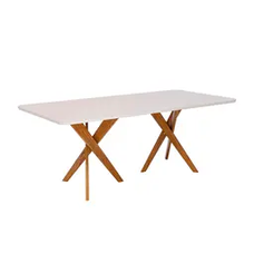 Mesa Cacau 1,80 C/Vidro Madeira/Off White - Cimol Moveis