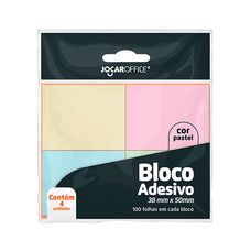 Bloco Adesivo Colorido Pastel 38mmx50mm com 4 Blocos 100 Folhas Cada - Jocar Office