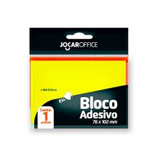 Bloco Adesivo Amarelo Neon 76mmx102mm com 1 Bloco 100 Folhas Cada - Jocar Office