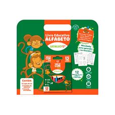 Livro Para Colorir Pedagógico Letras Shrink com Livro + Cartela de Adesivos + Lápis de Cor - Leo&Leo