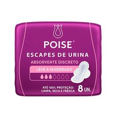 Absorvente para Escapes de Urina Poise Discreto com Abas com 8 Unidades
