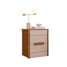 Mesa de Cabeceira Moval Dhara 2 Gavetas – Carvalho/Fendi