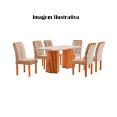 Conjunto Mesa de Jantar Nevada 170X90 Com 6 Cadeiras Cancun Tamp Smart Plus Vidro Off Tecido 169 Cinamomo - Cel Móveis