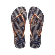 Chinelo Havaianas Slim Náutico Marinho/Rose Gold - Tamanho 37/38