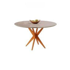 Mesa de Jantar 1,08m Redonda Simpatia com Tampo Vidro Cinamomo/Off White - JCM Movelaria