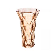 Vaso De Vidro Diamond Ambar Metalizado 15Cmx8Cm