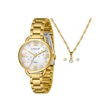 Kit Relógio Lince Feminino Dourado LRGH274L32 K0IOB2KX