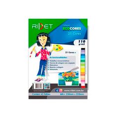 Bloco Ecocores Criativo 21 Cores Vivas 110g A4 42 Folhas - Ridet