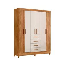 Guarda Roupa 6 Portas 4 Gavetas Aruba Freijó/Off White - Moval