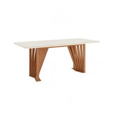 Mesa de Jantar Adriana 200cm Canto Arredondado com Vidro Nature/Off White - Móveis Henn
