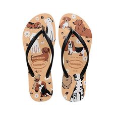 Chinelo Havaianas Slim Pets Bege/Preto/Branco - 39/40