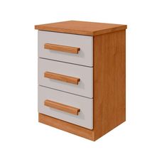 Mesa de Cabeceira 3 Gavetas Baião Amêndoa Clean/Off White - Móveis Lopas