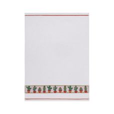 Pano de Copa 50x70cm Jacquard Cactos Branco - Marcotex