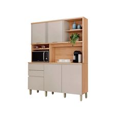Cozinha Compacta Austin 1.65 Jequitibá/Gris Fosco - Linea Brasil