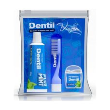 Kit Viagem Plus Mint Azul com Creme Dental 30g + Fio Dental 25m + Escova - Dentil