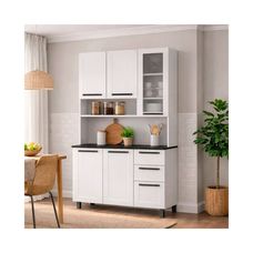 Cozinha Compacta de Aço 105cm 6 Portas 1 de Vidro 2 Gavetas Florença Branco - Itatiaia