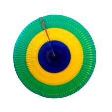 Enfeite Decorativo De Papel Seda Leque Copa Verde, Amarelo e Azul 88cm - Nº 03