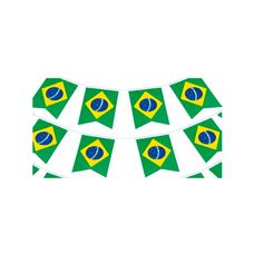 Enfeite para Festa Temática Guirlanda Bandeira Brasil 21x14cm - 10 Bandeiras 3m - Bazar Import